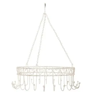 ETC Shabby Metalldrahtshelf Kräuterkrone Küchenkrone im nostalgischen Landhausstil, 1 Regalbrett, Rund, Hängend, Platzsparend, für Küche oder Esszimmer, Maße ca. 30 x 30 x 9 cm