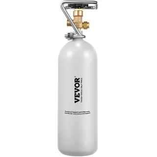 Vevor CO2-Tank (2 kg) CO2 Flasche aus legiertem Stahl, CO2-Lufttank mit grauer Sprühbeschichtung, DIN477-Ventil, Griff und einstellbarem Druck, TÜV-geprüfter Gaszylinder für Fassbierausschank