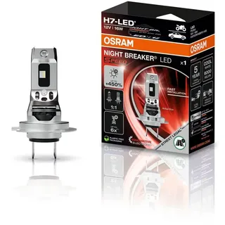 OSRAM NIGHT BREAKER LED SPEED H7 450 für Motorräder, LED-Nachrüstlampe für Motorräder mit Straßenzulassung, bis zu 450% mehr Helligkeit, 6000K, LEDEC02 integriert, 1 Lampe