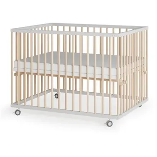 Sämann Laufgitter, mit Matratze Basic – weiß/natur - Premium Kollektion | Gr.: 75x100 cm,