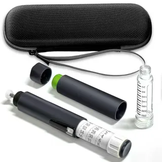 Wiederverwendbarer Insulinpen, tragbarer 80-Einheiten-Pen mit wiederverwendbarer Diabetiker-Tasche, schwarzer Pen-Injektor, schwarz, 1 Stück