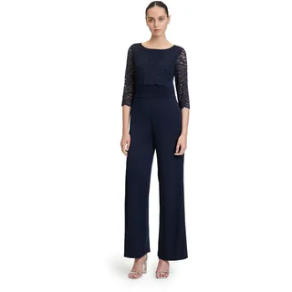 Vera Mont Overall "Damen mit Spitze", Damen, Gr. 36, Normalgrößen, blau (night sky), Obermaterial: 95% Polyester, 5% Elasthan; Futter: 100% Polyester, festlich, gerade, U-Boot-Ausschnitt, Overalls Overall, Spitze