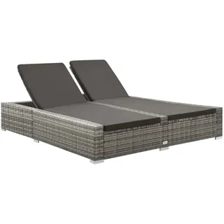 vidaXL Doppel-Sonnenliege 202 x 145 x 80 cm grau