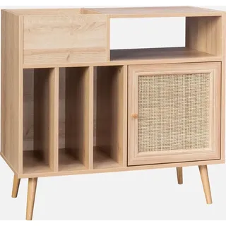 sweeek Schallplattenschrank mit Rohrgeflecht und Holzdekor - sweeek