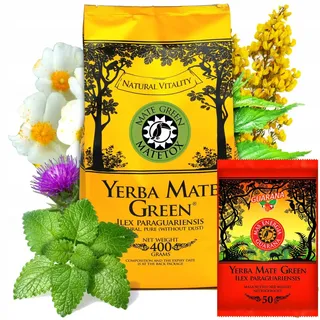 Yerba Mate-Tee Mate Green Matetox 400g ● Brasilien Kräuter Mate Tee ● Matetee aus Mateblättern ● Yebra Mate-Tee mit Guarana 50g ● Yerba Mate Tee loose leaf 450g ● Vegan