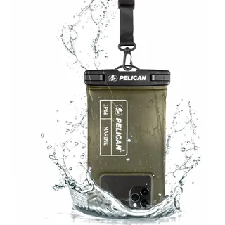 Pelican Marine, IP68 wasserdichte Handy-Tasche (Normale Größe), schwimmende, wasserdicht, Strand-Kreuzfahrtschiff, Reiseutensilien, funktioniert mit Allen Handys, abnehmbares Umhängeband, Olivgrün