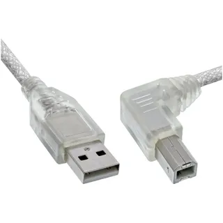 InLine InLine® USB 2.0 Kabel, A an B rechts abgewinkelt, transparent, 0,5m