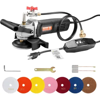 Vevor Nasspolierer 800 W, 4-Zoll-Betonschleifer mit 6 variablen Geschwindigkeiten und 7 Polier-Kits, Nassschleifmaschine für Marmor, Granit, Stein, Fels, Fliesen, ausgestattet mit einem FI-Schutzschalter (1000 – 4000 U/min)