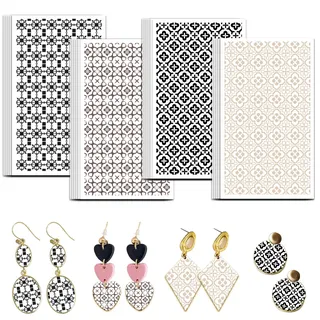 OLYCRAFT 24 Stück Transferpapier Für Keramikfliesen 4 Design Geometrisches Muster Transferpapier Für Polymerclay Ohrringmosaike Kleine Keramikabziehbilder Für Die Schmuckherstellung