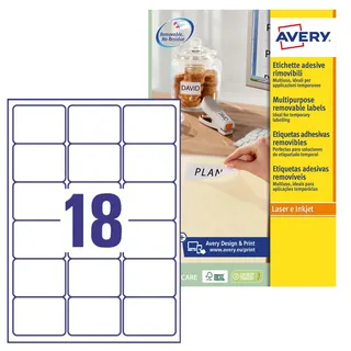 Avery Zweckform Universaletiketten L6025REV-25 Weiß 63,5 x 46,6 mm 30 Blatt