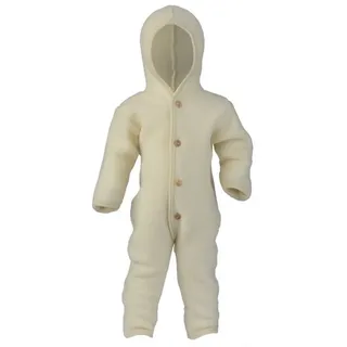 Engel Naturtextilien Engel Baby Overall mit Kapuze aus Bio Schurwoll-Fleece, Natur, 62/68