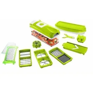 Ymyny Küchen- & Kochzubehör, Genius Nicer Dicer Smart (12-teilig) In Grün – Gemüseschneider Für Würfel, Stifte, Scheiben, Streifen Und Spalten – Salatschneider, Mandoline, Gurkenschneider