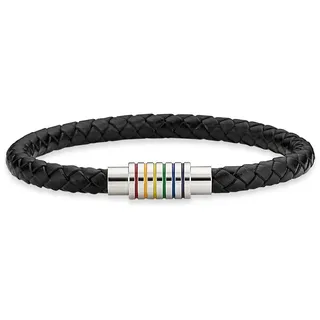 Bruno Banani Lederarmband mit Epoxidharz grau 21