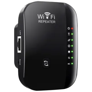 WLAN Verstärker mit Steckdose, 300Mbit/s WiFi Repeater, 2.4GHz WLAN Repeater mit WPS, Internet Verstärker für bis zu 3000m2 und 30+ Geräte, inklusive Netzwerkkabel, Kompatibel mit allen WLAN Geräten,B