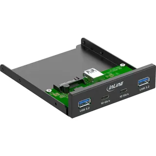 InLine InLine® 3,5 Front Panel, 2x USB-A + 2x USB-C, 10 Gb/s, Metall, schwarz
