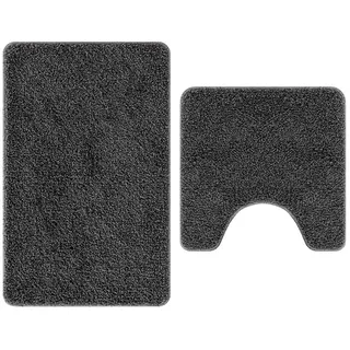 vidaXL 2-tlg. Badematten-Set Dunkelgrau PP
