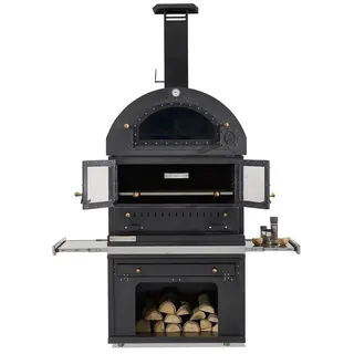 Xlmoebel Holzkohlegrill Edelstahl Grillkamin Schwarz für Garten und Terrasse, Edelstahl Grillkamin, Made in Europa schwarz