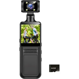 Tragable 4K Body Camcorder Compact 180 ° Rotierende Linse Tragbarer Radfahrer Sport Rekorder Tragbare Karosseriekamera