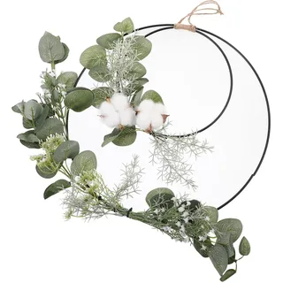 VILLCASE Frühlingskranz-Ornament Kranzring Aus Metall Eukalyptus- Und Baumwollkranz Deko Blumenkranz Sommer Ring Türkranz Gämnseblümchen Kranz Hängender Kranz Türwand Polyester Haustür