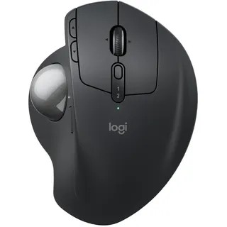 Logitech MX Ergo S Advanced kabellose Trackball-Maus, über USB-C wiederaufladbare kabellose ergonomische Maus mit Bluetooth und verschlüsseltem Dongle, 6 programmierbare Tasten, für PC/Mac - Graphit