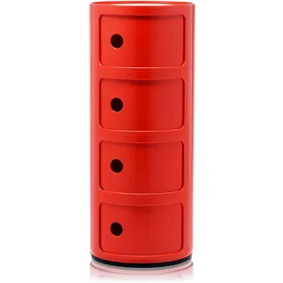 Kartell Componibili, 4 Elements, Rot, Runde Basis