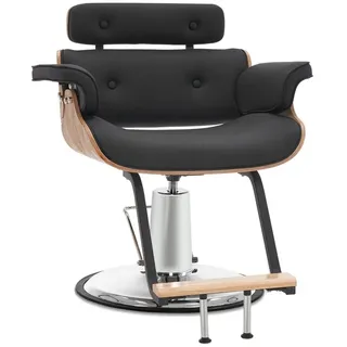 Barberpub Stuhl Barberpub Friseurstuhl Friseursessel Retro Kunstleder 8261, Höhenverstellbar für Herren Damen schwarz