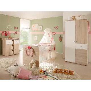 möbelando Babyzimmer Möbelset Kinderzimmer Komplettset Babymöbel (3-teilig) Floris I