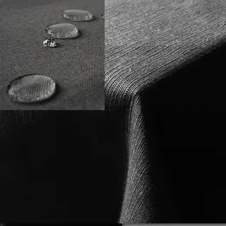 JEMIDI Gartentischdecke Ø220cm wasserabweisend - Outdoor Tischdecke abwaschbar rund - Garten Tischtuch wetterfest - Outdoor-Tischdecke Gartentisch - Leinenlook Anthrazit