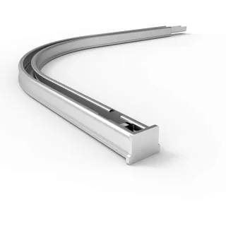 Rollmayer glänzend einläufig Gardinenschiene aus Aluminium (Rundbogen Silber Rechts) Deckenbefestigung mit SMART-KLICK Montage, Innenlaufschiene für Vorhänge