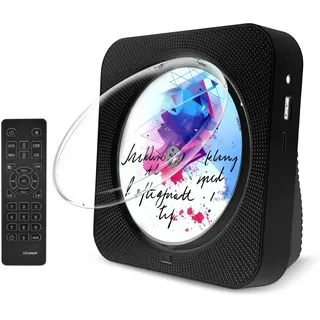 Tragbarer CD-Player, Desktop CD Players Bluetooth 5.1 mit Fernbedienung Unterstützung Timer, HiFi-Lautsprecher, Home Audio Boombox, Musik CD Player Kinder für Zuhause Geschenk (schwarz)