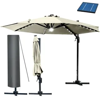 BRAST Alu Ampelschirm Ø 300 cm beige inkl. LEDs