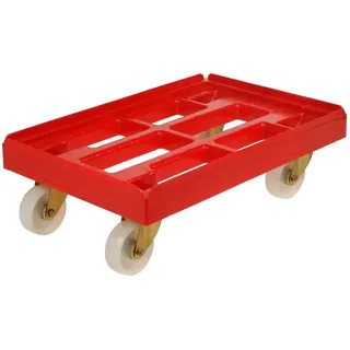 KEEEPER Transportroller für Transportboxen- und Körbe, Tragkraft 300 kg, 61 x 41 x 19 cm, Rolf, Rot