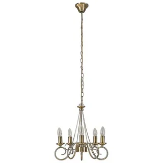 LINDBY Kronleuchter Marnia, 5-flg., Ø 40 cm, altmessing, E14