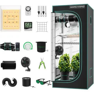 Mars Hydro TS600 Growzelt Komplettset Led Grow Tent Kit LED Grow Light Grow Lampe 60X60X140cm Indoor Grow Set, Growzelt Komplettset