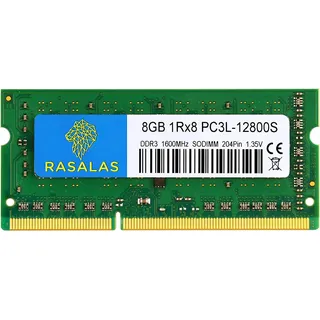 RASALAS 8 GB 1Rx8 PC3L-12800S DDR3L 1600 MHz SODIMM DDR3 1600 RAM 1.35 V CL11 204-Pin PC3 12800 Laptop-Speicher für tragbare Geräte