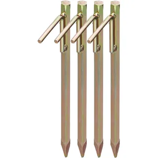 Relaxdays Bodenanker 4er Set, Erdanker für harte Böden, 30,5 cm, Zeltzubehör, zum Einschlagen, Stahl galvanisiert, gold
