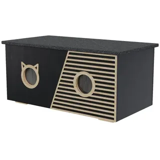 QLS Katzenhaus Outdoor XXL 85 x 45 x 37,5 cm Schwarz