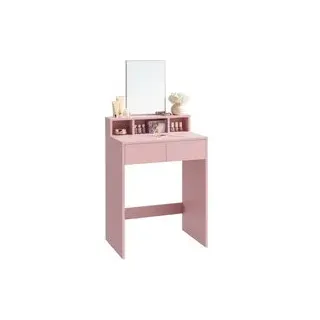 VASAGLE Schminktisch mit Spiegel und 2 Schubladen pastellrosa