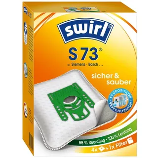 Swirl Staubsaugerbeutel Swirl S73 S 73, passend für Siemens Bosch Staubsauger, inkl. 3 Filter - zuschneidbar, 12 St., Optimale Passform, EcoPor Qualität für lange Nutzungsdauer weiß