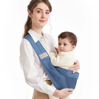 Tragetuch Baby, Mumgaroo Babytrage Neugeborene ab Geburt, On the Go Multifunktionale, für Babys von 0 bis 36 Monaten, Kleinkinder bis 15kg, Blau