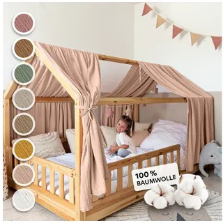 lilimaus Betthimmel Hausbett Himmel Gold aus Musselin - 2er-Set für Kinderbett (1-tlg), 2 Stoffbahnen mit feinen Goldapplikationen - schnell montiert rosa 67 cm x 270 cm
