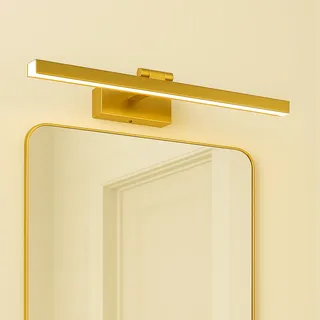 Licht-Erlebnisse LED Bilderleuchte mit Schalter B: 39 cm in Messing 3000 K 372 lm Metall Jugendstil Bilderlampe Wandleuchte Wohnzimmer Spiegelleuchte