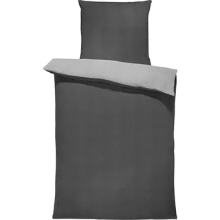 one-home Jersey Bettwäsche kuschelig Weiche Baumwolle Bettbezüge mit Reißverschluss, Größe:135x200 cm, Farbe:Melange grau
