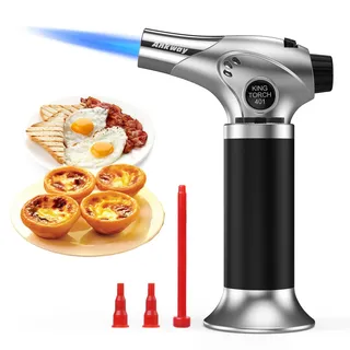 Ankway Bunsenbrenner Küche Flambierbrenner küchenbrenner, Nachfüllbar Verstellbar butangasbrenner mit Sicherheitsschloss für Creme Brulee, DIY, Gebäck, Desserts, Camping (Schwarz)