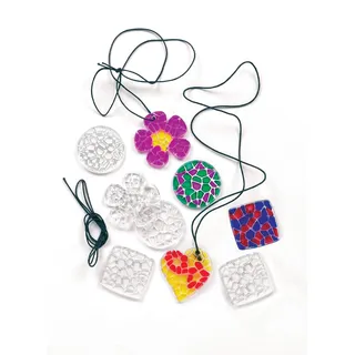 Baker Ross Kette mit Acryl-Anhängern "Mosaik-Kristalle" - Halskette - Schmuck für Kinder zum Basteln - 12 Stück