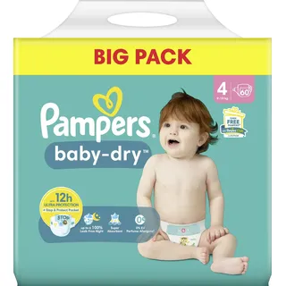 Pampers Pampers® Windeln baby-dryTM BIG PACK Größe Gr.4 (9-14 kg) für Babys und Kleinkinder (4-18 Monate), 70 St.