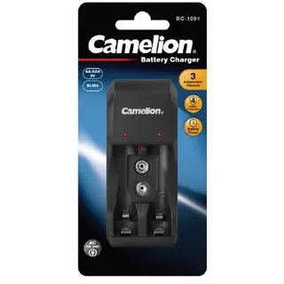 Camelion Stecker-Ladegerät BC-1091 für 1-2 AA oder 1-2 AAA oder 1x 9V Block Ni-MH Akkus