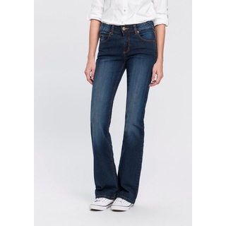 Arizona Bootcut-Jeans »Bund mit seitlichem Gummizugeinsatz«, hohe Leibhöhe, Bootcut, mit Stretch, klassischer 5-Pocket-Style, Gr. 38 - N-Gr, dark blue us, , 841866-38 N-Gr