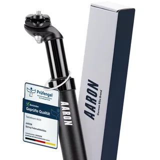 Aaron Spring Federsattelstütze mit 30,9 mm Durchmesser | 27,2, oder 31,6 | Fahrrad Sattelstütze gefedert für E-Bike, MTB, Trekking Citybike u.v.m. Schwarz