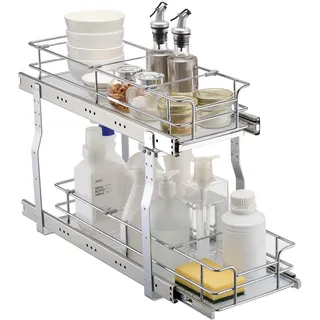 Vevor Ausziehbarer Spülschrank-Organizer mit 2 Ebenen unter Waschbecken (216x533x381 mm) Gewürzregal Küchenregal Lagerregal Organizer für Küche Badezimmer 245x563x485 mm (Installationsgröße)